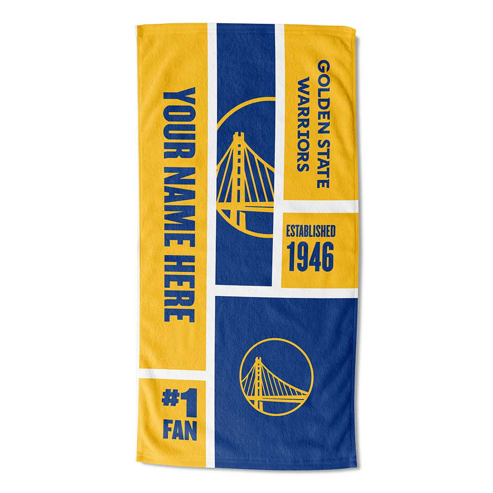 Golden State Warriors NBA Colorblock Personalized Beach Towel