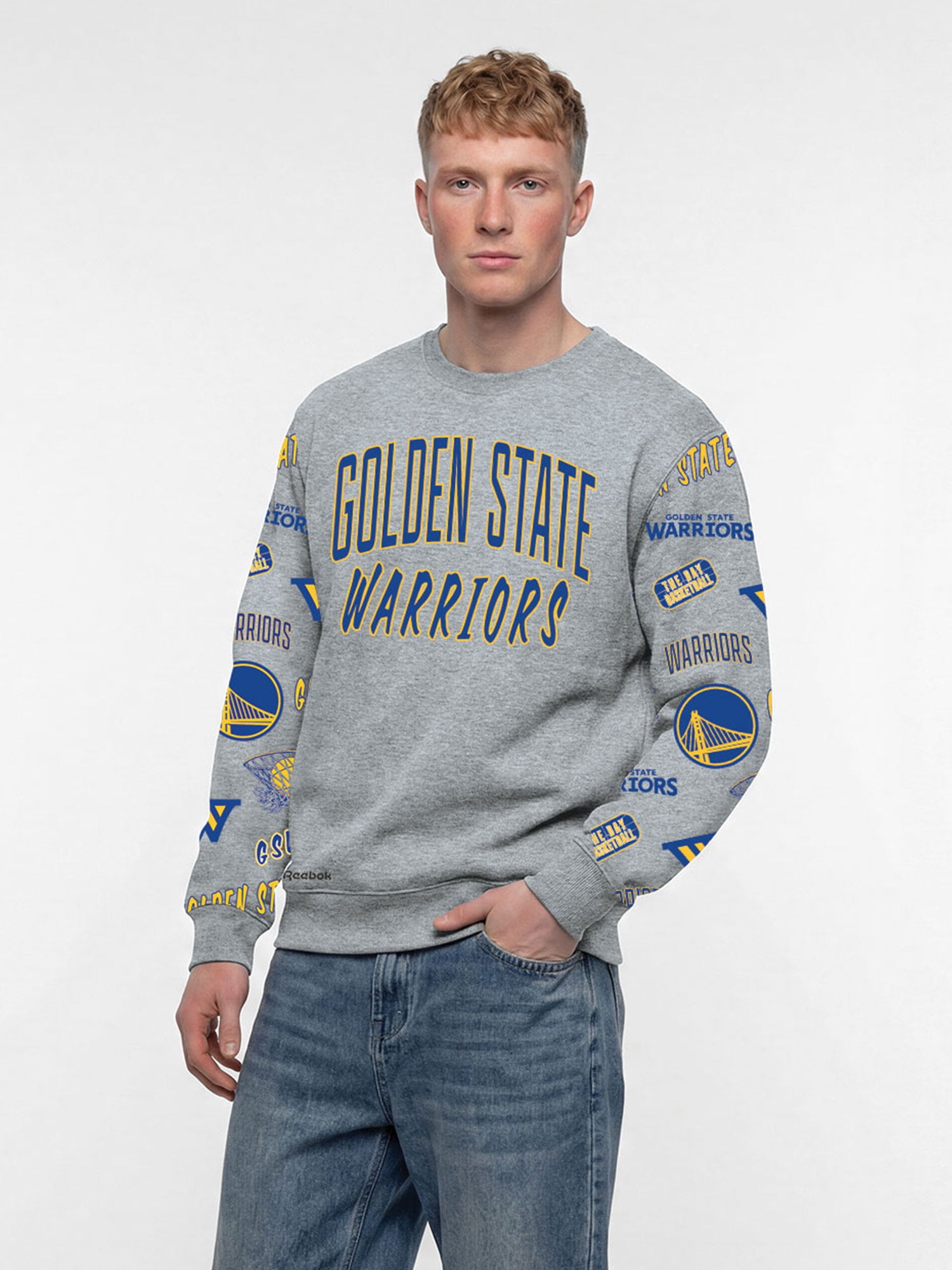 Golden State Warriors Reebok Adult Gray Crew Neck Sweatshirt