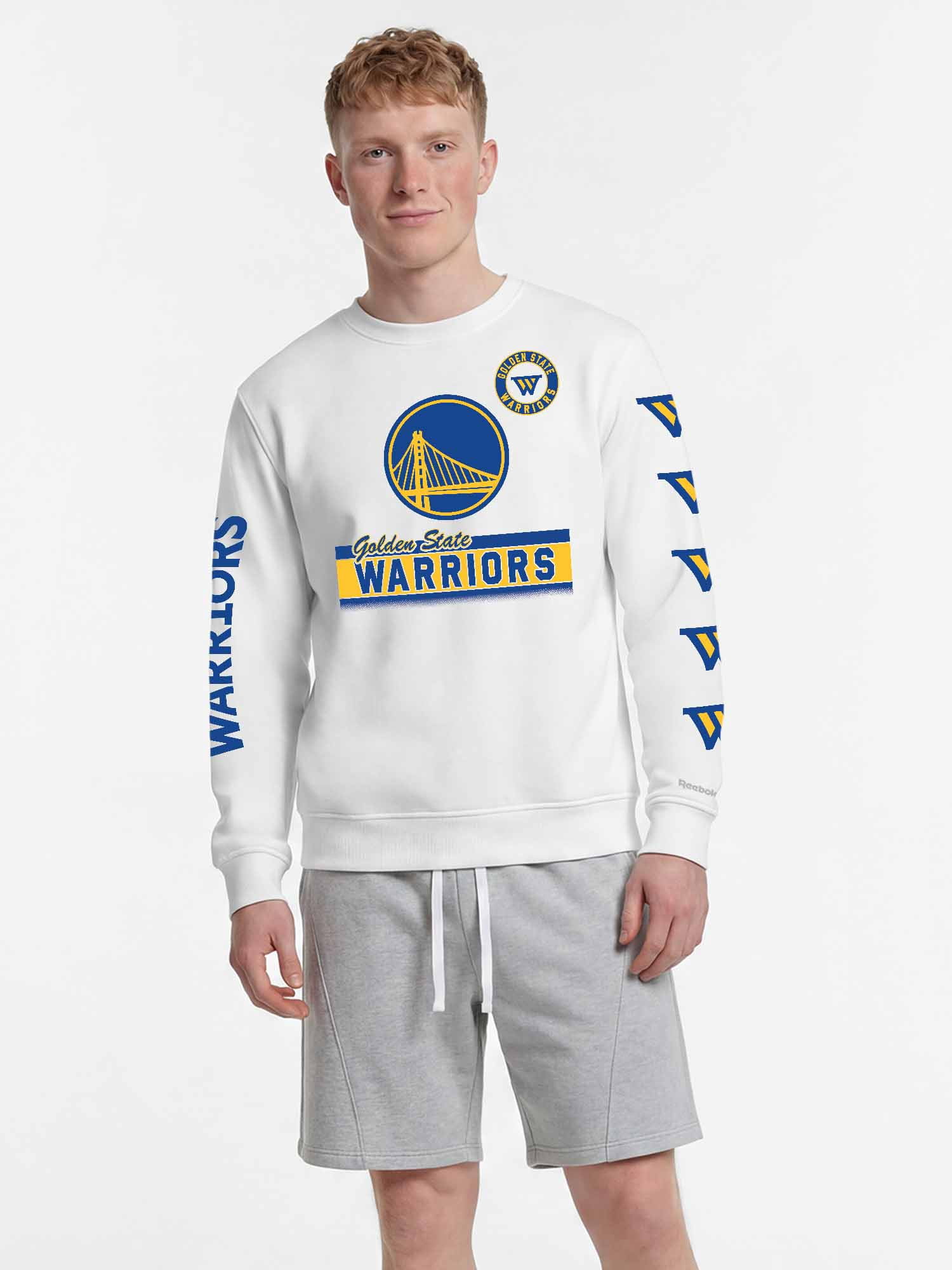 Golden State Warriors Reebok Mens White Crew Sweatshirt