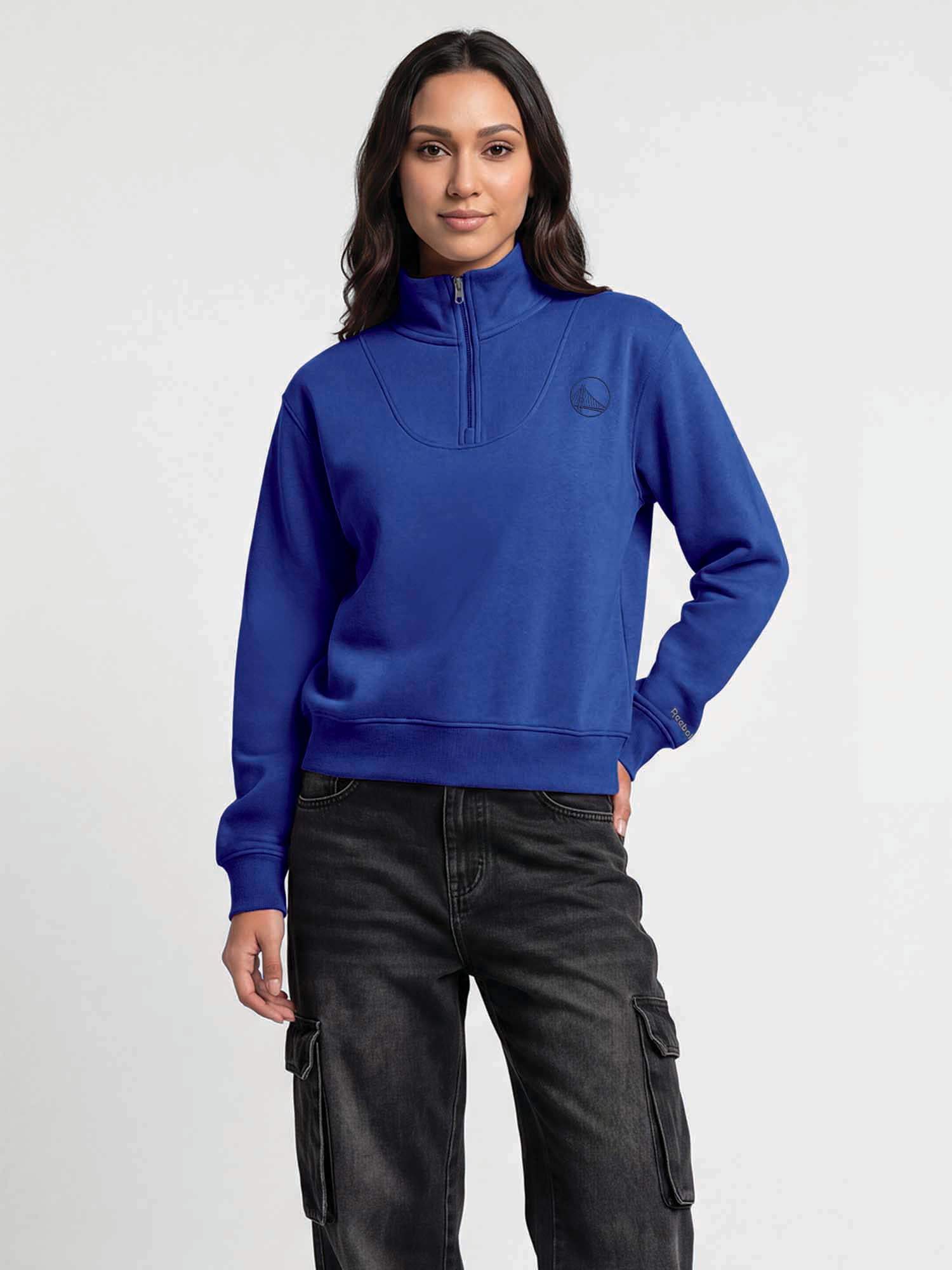 Golden State Warriors Reebok Womens Boxy Fit Mock Neck Qtr Zip Pullover