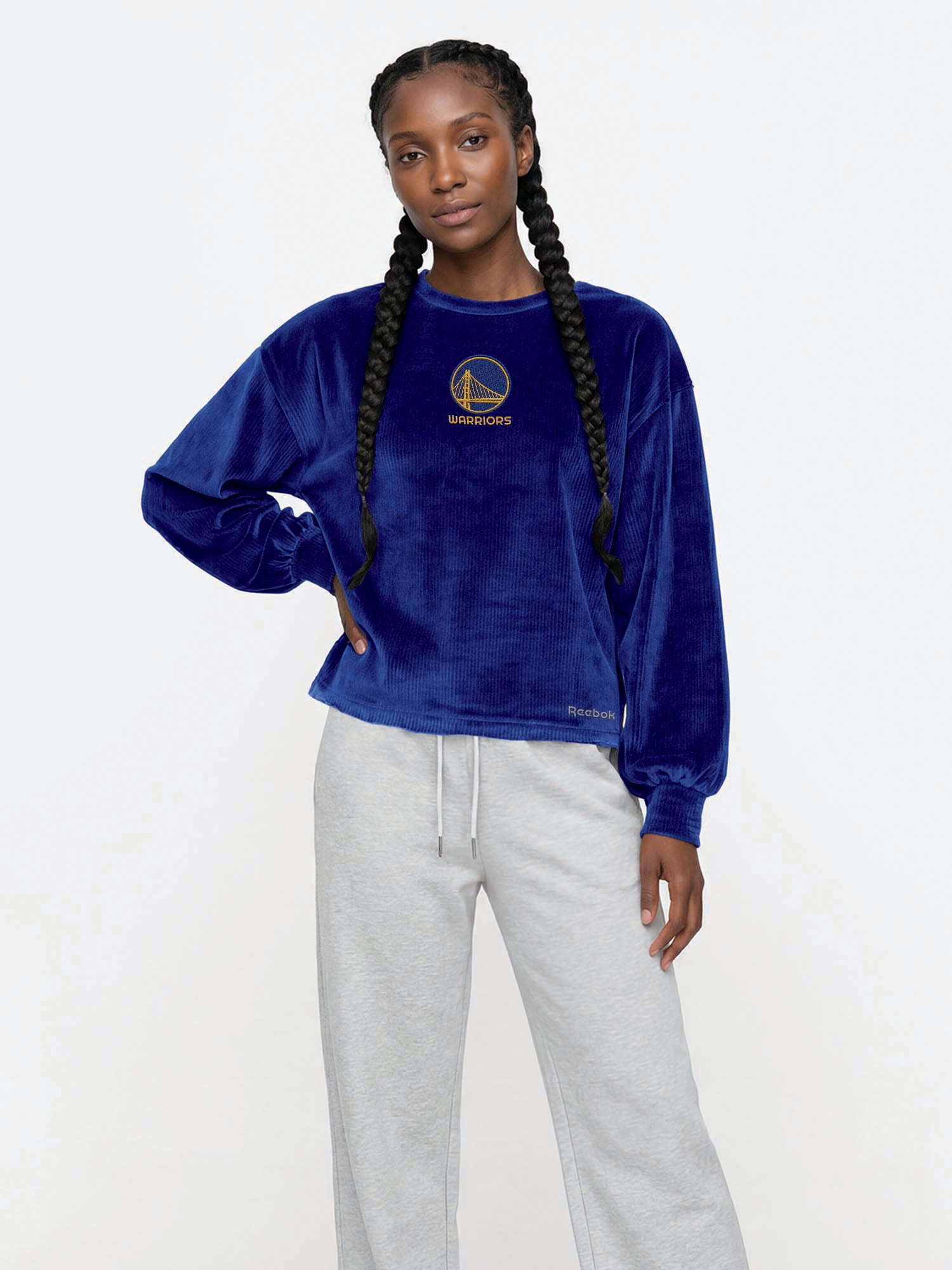Golden State Warriors Reebok Womens Crew Neck Pullover with Balloon Sleeves