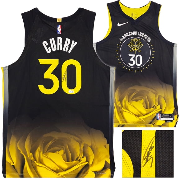 Golden State Warriors Stephen Curry Autographed Black Nike Authentic City Edition Jersey Size 48 Length +2 Beckett BAS QR 234964