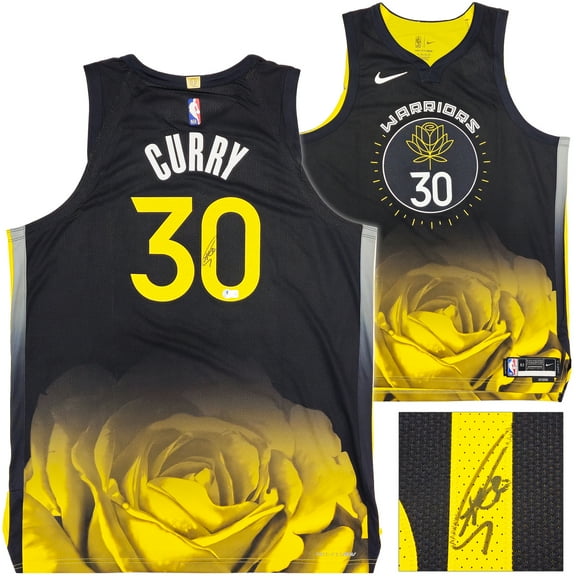 Golden State Warriors Stephen Curry Autographed Black Nike Authentic City Edition Jersey Size 52 Length +2 Beckett BAS QR 234965