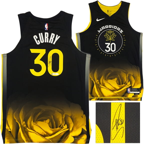 Golden State Warriors Stephen Curry Autographed Black Nike City Edition Jersey Size 48+2 JSA 235473