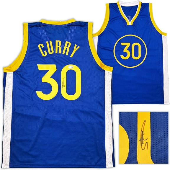 Golden State Warriors Stephen Curry Autographed Blue Jersey Beckett BAS 247904