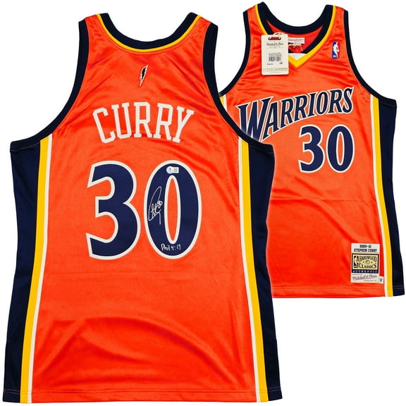 Golden State Warriors Stephen Curry Autographed Orange Auth Mitchell & Ness 2009-10 HWC Auth Rookie Jersey Size 44 "Bible Verse" Beckett BAS QR 234958