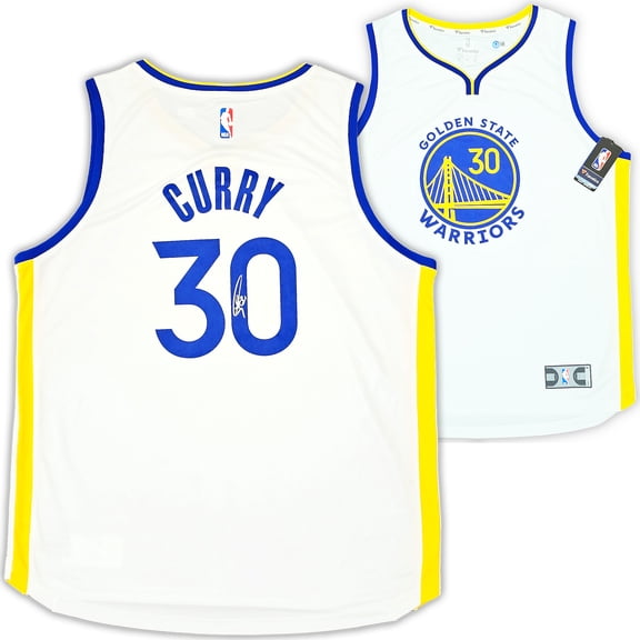 Golden State Warriors Stephen Curry Autographed White Fanatics Jersey Size XL Beckett BAS QR 215826