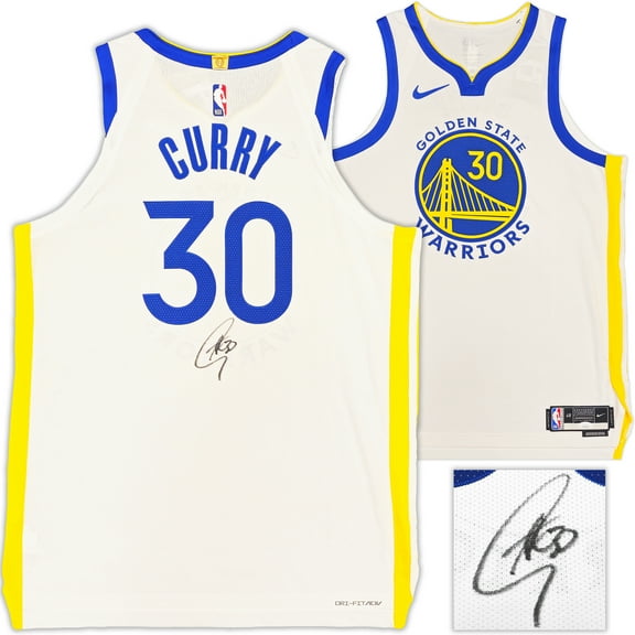 Golden State Warriors Stephen Curry Autographed White Nike Association Edition Jersey Size 48+2 JSA 235471