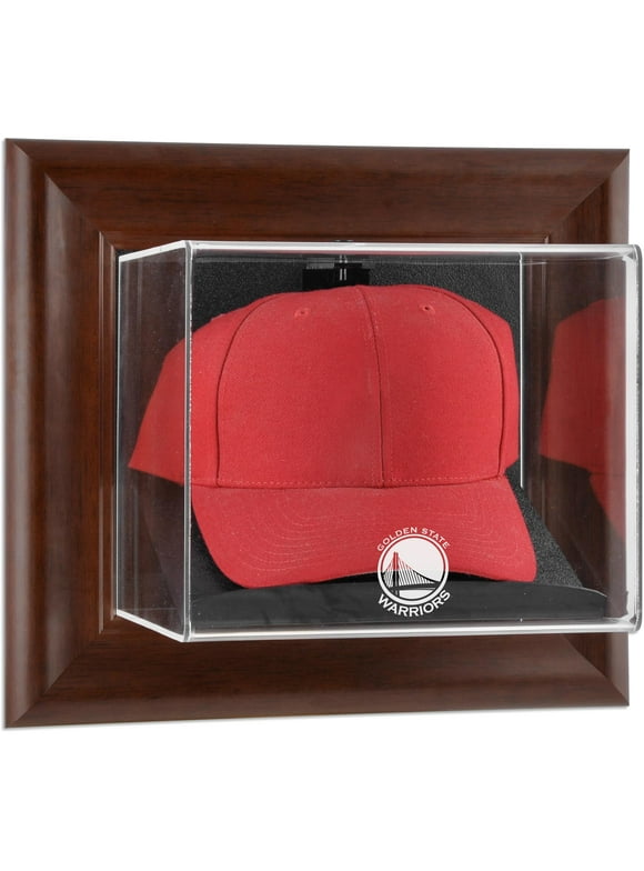 Golden State Warriors Team Logo Brown Framed Wall-Mounted Cap Case