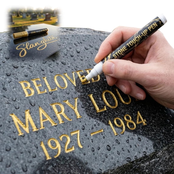 Golden Stone Marker Pen for Restoring Faded Inscriptions, Waterproof Touch-up Pen for Outdoor Stone Lettering (Gold, 1PC)