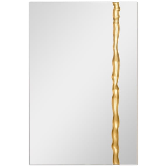 "Golden Stream Rectangular Wall Mirror", 36"x24" Frameless Mirror Featuring a Unique Gold Vein Embellishment