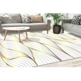 thumbnail image 1 of Golden Striped Rugs, Gold and White Rugs, Gold Rug, Modern Rugs, Saloon Rug, Cool Rug, Luxury Rug, Gift For Her, Round Rug, Minimal Rug, 3.3'x5' - 100x150 cm, 1 of 4
