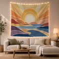 thumbnail image 1 of Golden Sun Over Coastal Hills, Peaceful Mid-Century Modern for Nature Lovers, Graphic Landscape Art, Housewarming Gift, Tapestry Wall Hanging for Living Room and Bedroom, 1 of 7