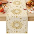 thumbnail image 1 of Golden Sun Cotton Linen Rectangle Table Runners 13"x72", Abstract Mystical Universe Planet Moon Coffee Table Runner Dresser Scarves Luxury Table Runners for Wedding Party Banquet Dinner Decor, 1 of 7