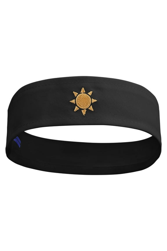 Golden Sun Icon Embroidered Cotton Twill Stretchable Hat Band - Black OSFM
