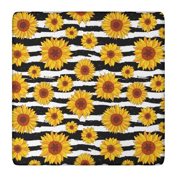 Golden Sunflower Pattern Fitted Table Cover - Soft Scratch-Resistant Square Cloth (36x36 Inches)