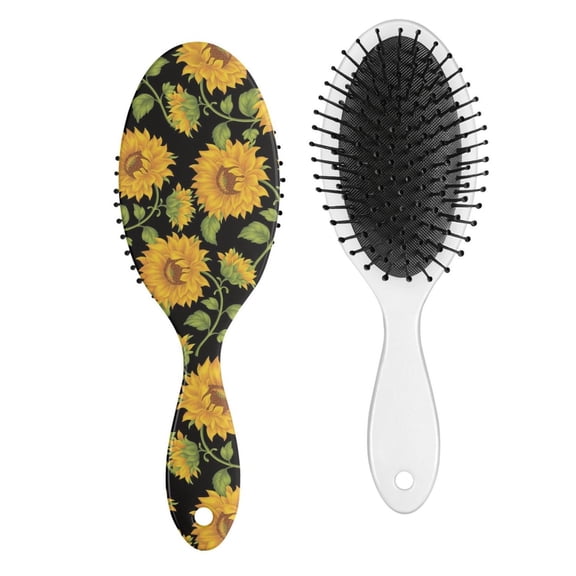 Golden Sunflower Pattern Paddle Brush - Smoothing & Frizz Control, Perfect for Long Hair