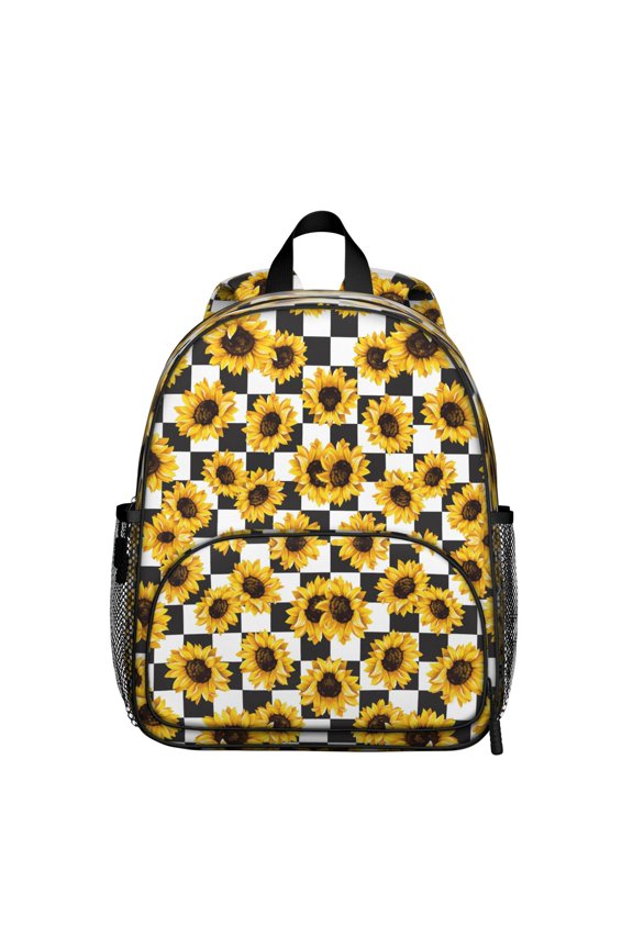 Golden Sunflower Print Backpack - Spine-Friendly Water-Resistant Daypack for Elementary Students