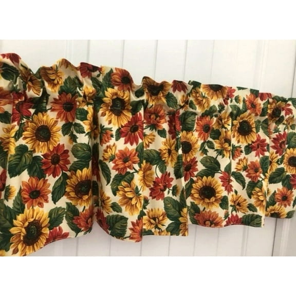 Golden Sunflowers Window Topper, Curtain Valance