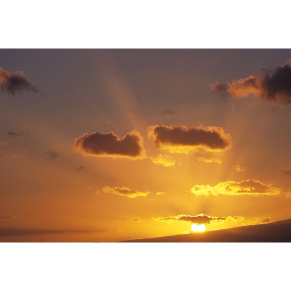 Golden Sunset And Rays C1726 Poster Print (19 x 12)