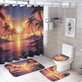 thumbnail image 1 of Golden Sunset on The Beach Sea Ocean 4 Pcs Shower Curtain Set with Non-Slip Rugs Toilet Lid Cover And Bath Mat Sunset Tropical Ocean Palm Tree Summer Orange Sky Landscape Waterproof Shower Curtain, 1 of 8