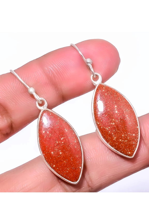 Golden Sunstone 925 Sterling Silver Jewelry Earring 1.76" A370, Christmas Gift, Gemstone Silver Jewelry, Golden Sunstone Earring, New Year Sale