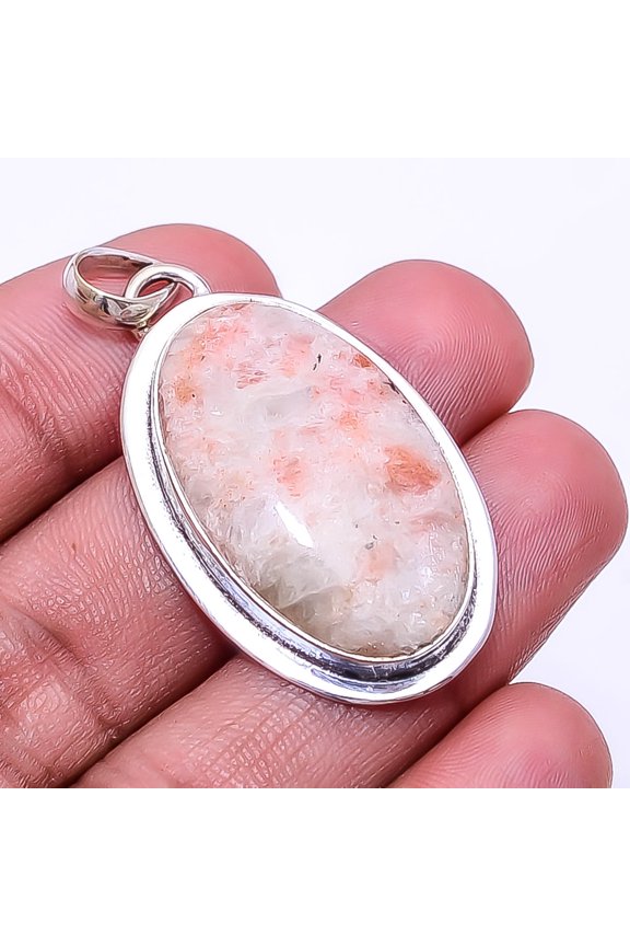 Golden Sunstone -Madagascar Designer Handmade 925 Sterling Silver Pendant 1.76", Orange Golden Sunstone Pendant P_8054_320_30
