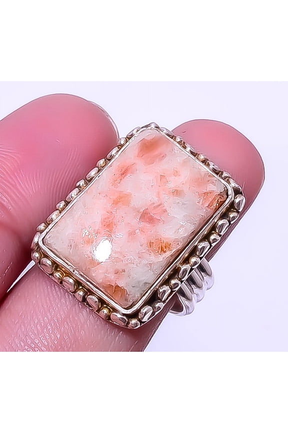 Golden Sunstone - Oregon Gemstone 925 Sterling Silver Jewelry Ring s.8 A373, Christmas Gift, Gemstone Silver Jewelry, Golden Sunstone Ring, New Year S