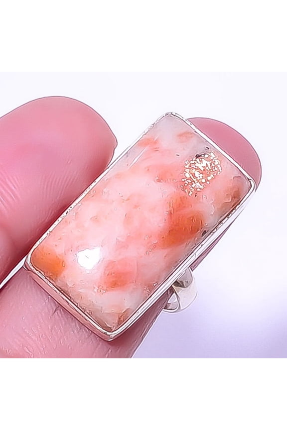 Golden Sunstone - Oregon Gemstone 925 Sterling Silver Jewelry Ring s.8 A396, Christmas Gift, Gemstone Silver Jewelry, Golden Sunstone Ring, New Year S