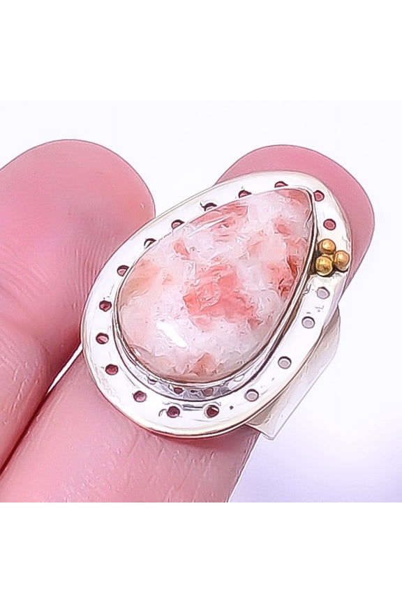Golden Sunstone - Oregon Gemstone Handmade 925 Sterling Silver Ring s.8 R1360-6, Beautiful Jewelry For Woman, New Year Sale, Valentin's Day Gift