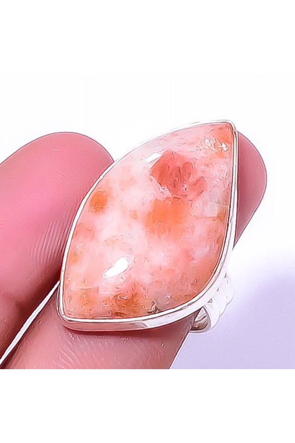 Golden Sunstone - Oregon Handmade 925 Sterling Silver Jewelry Ring s.9 R068-70, Christmas Gift, Gemstone Silver Jewelry, Golden Sunstone Ring, New Yea