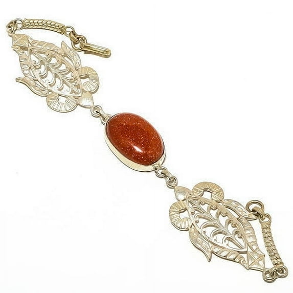 Golden Sunstone Silver Plated Tennis Bracelet 7-7.99" B7625-48, Valentine's Day Gift, Birthday Gift, Beautiful Jewelry For Woman & Girls