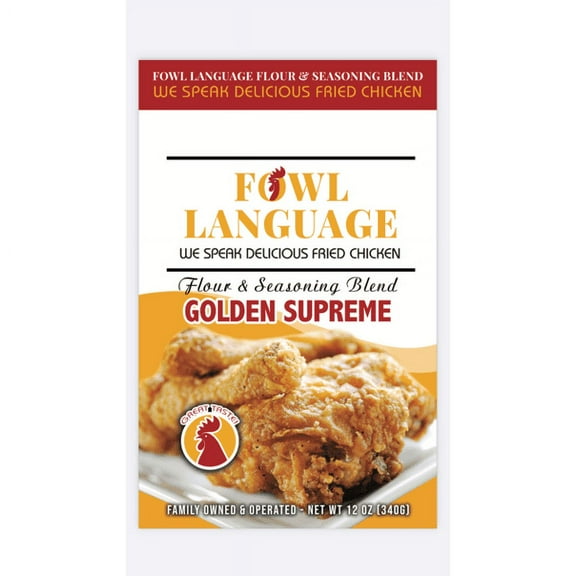 Golden Supreme Fried Chicken Coating 22 Servings Flour and Seasoning Batter Mix, maximum crisp and crunch 12 Ounces by Fowl Language (Pack of 2)