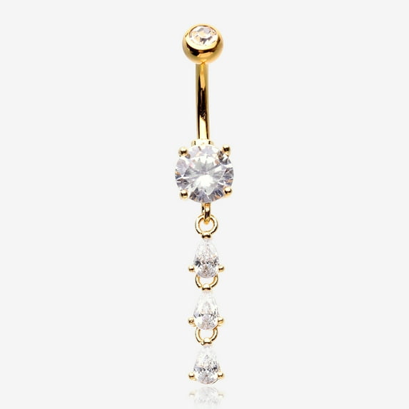Golden Sweet Cascading Gems Belly Button Ring