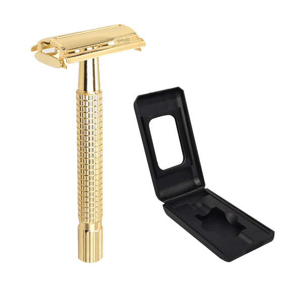 Golden Swing Open Head Old-fashioned Razor Golden Long Handle Metal Butterfly Razor Eco-friendly-golden