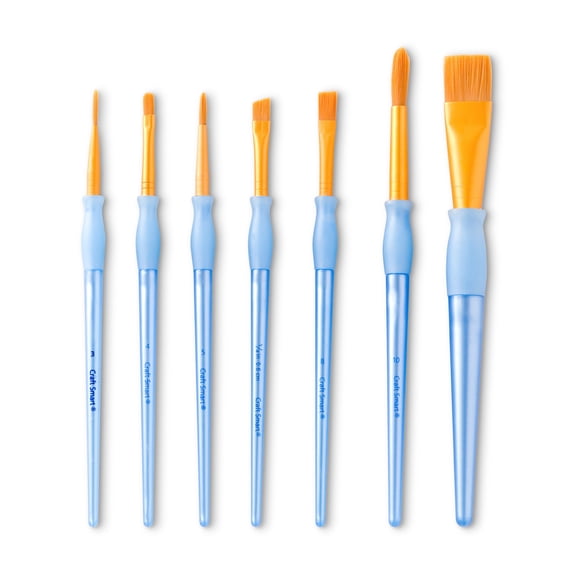 Craft Smart Golden Taklon Flat 7 Piece Brush Set