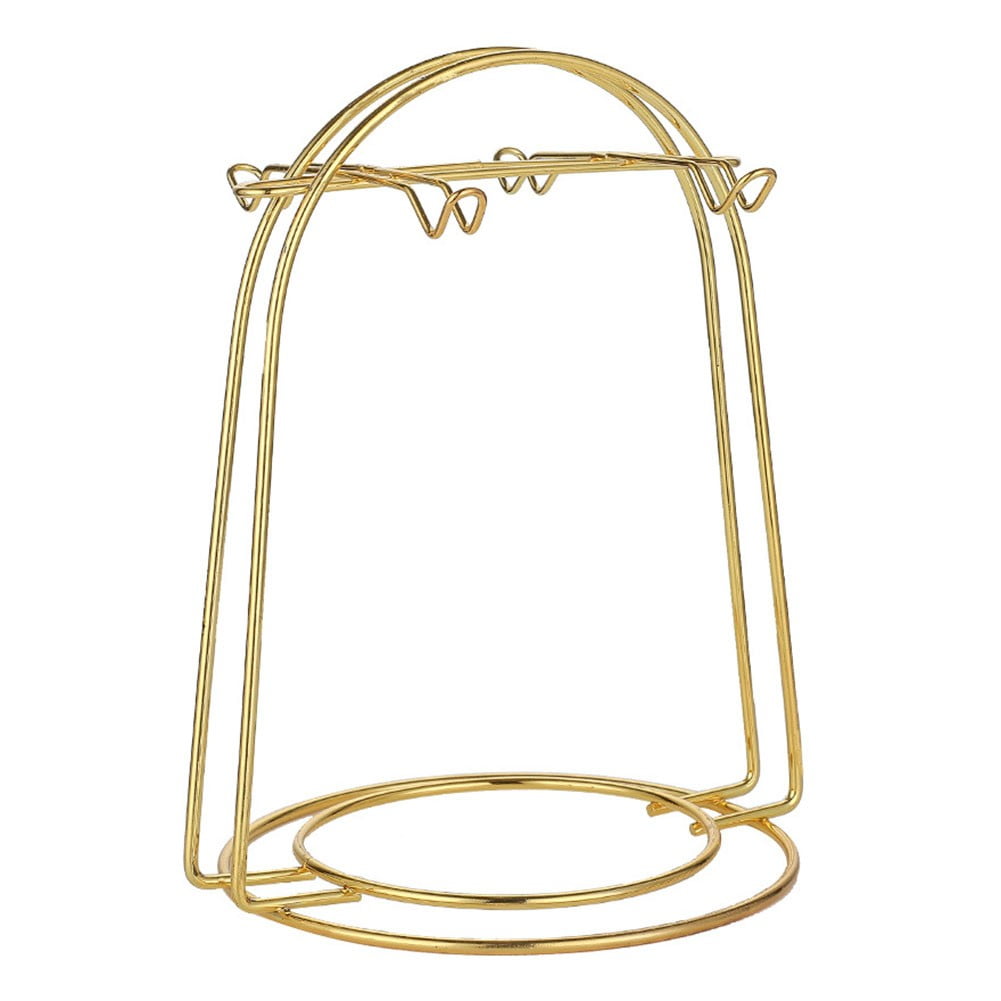 Golden Tea Cup and Saucer Display Rack Stainless Steel Water Drainer