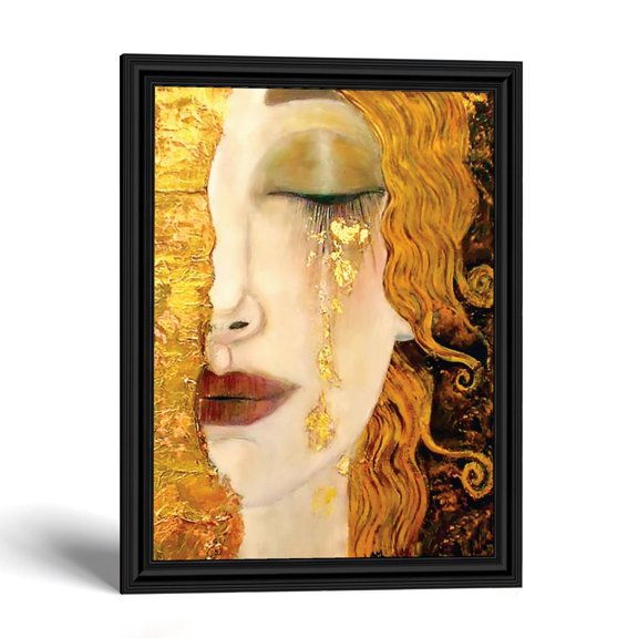 Golden Tears Framed Print, Gustav Klimt Style Gold Leaf Wall Art