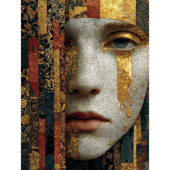 Golden Tears by Mari Zilberman & Ann, Gustav Klimt Style Canvas Print, Classic Fine Emotional Art, Famous Painting Wall Decor