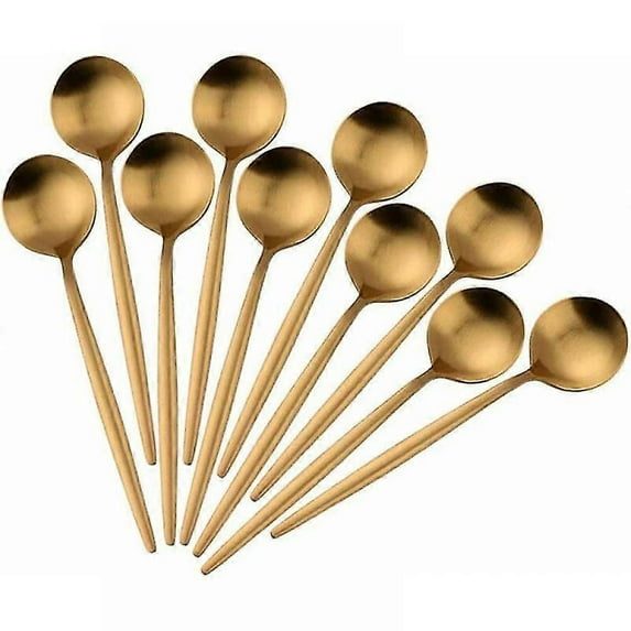 Golden Teaspoons, Teaspoons, Mirror Polished Mini Cake Spoons Set Of 10 Teaspoons