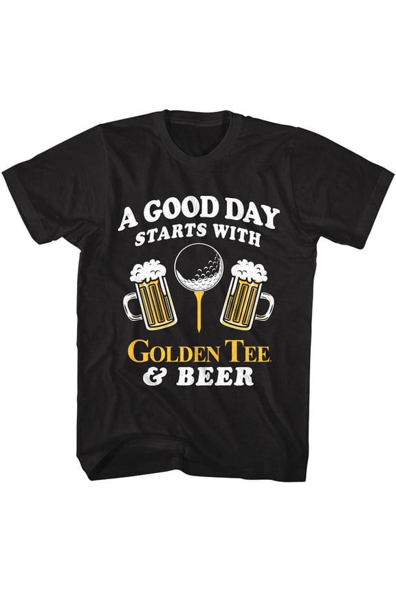 Golden Tee Good Day with Beer Men's T Shirt (Black, Adult3XL)