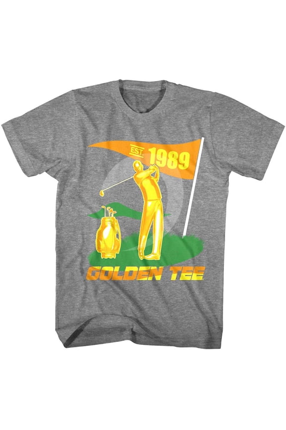 Golden Tee 1989 Golf Swing Men's T Shirt (GraphiteGrayHeather, AdultL)