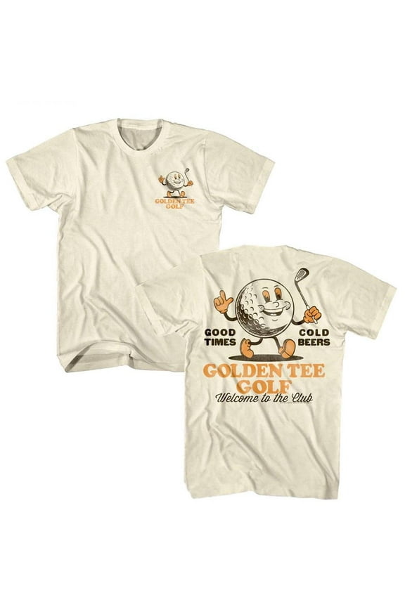 Golden Tee Golf Good Times Cold Beers Men's T Shirt (Ivory, AdultXL)