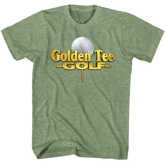 Golden Tee Golf Gold Logo Men's T Shirt (MilitaryGreenHeather, AdultM)
