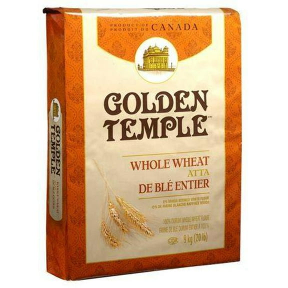 Golden Temple Whole Wheat Atta 9 Kg 20 lb just The Right Balance of Softness and Taste Indian Grocery Indian Flour by Mystery Trunk