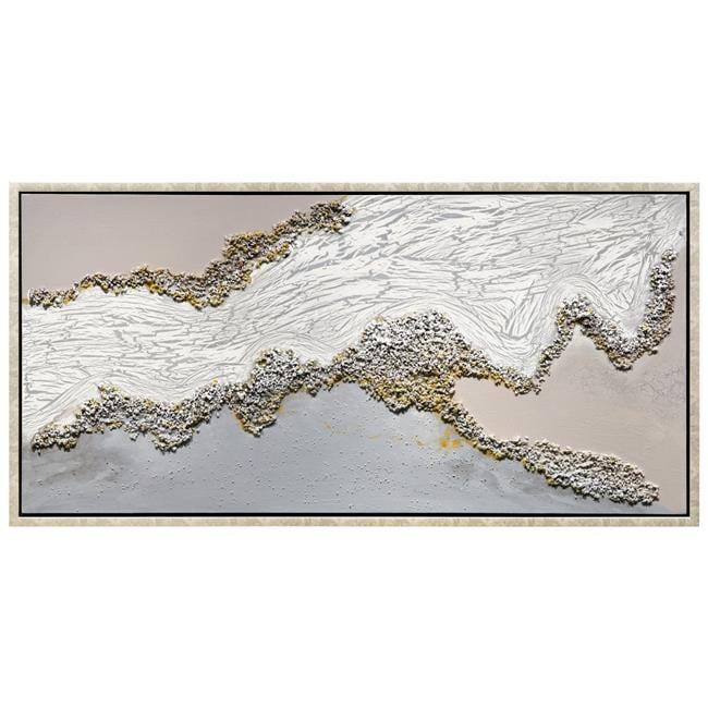 Golden Terrain Heavily Textured Glitter Hand Painted Framed Canvas Wall Art