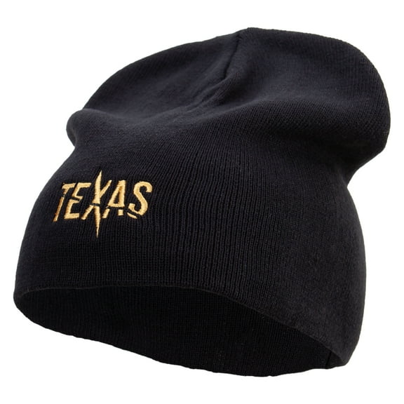 Golden Texas State Logo Big Size Superior Cotton Short Knit Beanie - Black XL-3XL