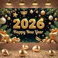 thumbnail image 1 of Golden Theme 2026 Banner Shiny Design Happy New Year Banner Festive Decorative Ornaments New Year Banner for New Year Party 2026 Celebration Christmas Party, 1 of 8