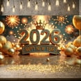 thumbnail image 1 of Golden Theme 2026 Happy New Year Banner Crown Design New Year 2026 Display Fireworks Pattern 2026 Numerals 2026 Celebration Backdrop for New Year Party 2026 Celebration Indoor Decoration, 1 of 9