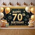 thumbnail image 1 of Golden Theme 70th Birthday Banner Sparkling Design Happy Birthday Display Balloon Decor Gift Box 70th Celebration Backdrop for 70th Birthday Party Senior Celebration Milestone Event, 1 of 9